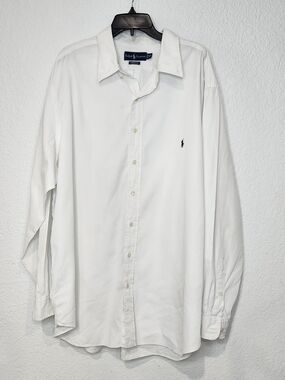 Ralph Lauren White Long-Sleeve Cotton Button-Up Shirt